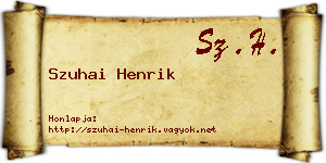 Szuhai Henrik névjegykártya